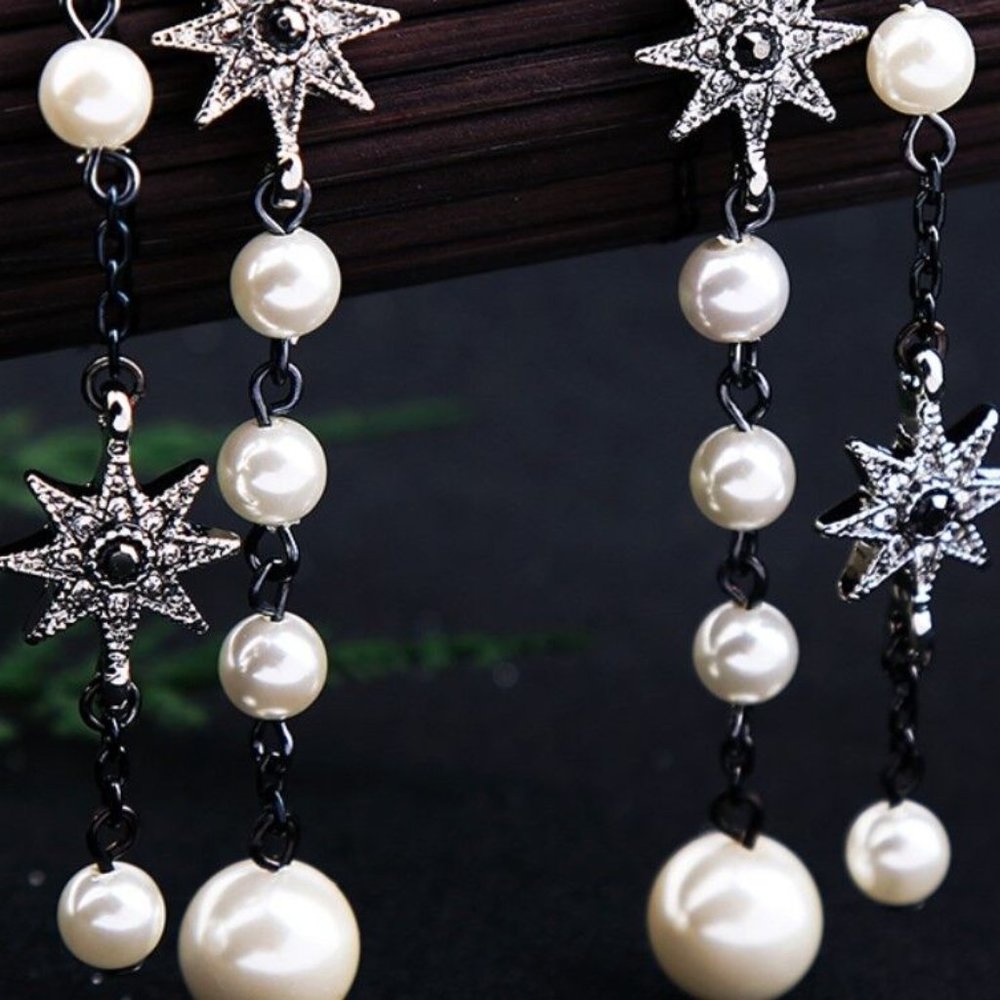 Star Moon Tassel Drop  Betsey Johnson Earrings - Picture 3 of 5